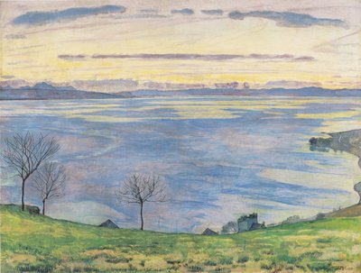 Genfersee am Abend von Chexbres aus von Ferdinand Hodler